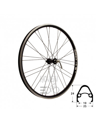 Hjul fram 559-19 db/sv  RD/Shimano® RM-40 36h snabbkoppling 252mm eker