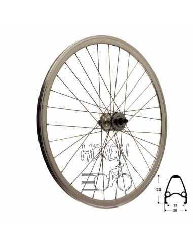 Bakhjul Single Speed dubbelbottnad Flip/flop mutter 17T, 32 ekrar silver 622 mm