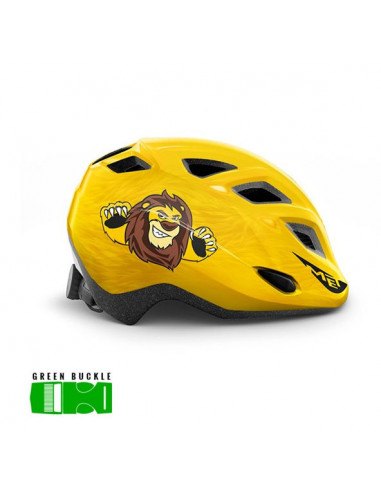 MET HELMET Kids GENIO GREEN (52-57) YELLOW LION | GLOSSY