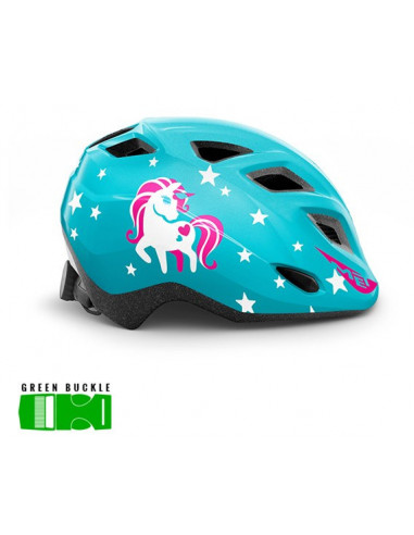 MET HELMET Kids ELFO GREEN (46-53) BLUE UNICORN | GLOSSY