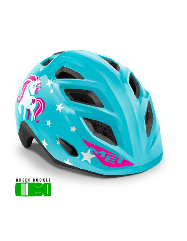 MET HELMET Kids ELFO GREEN (46-53) BLUE UNICORN | GLOSSY
